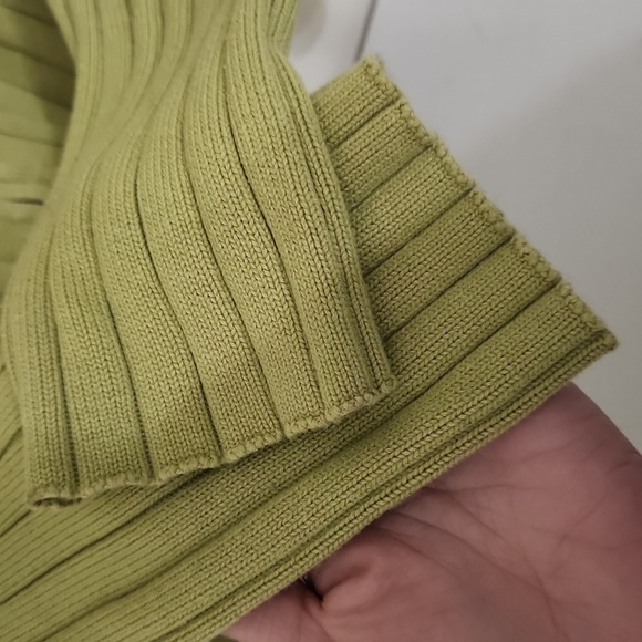 Silk/Cotton Green Ribbed Women's Sweater Career Preppy Feminine Large - Picture 4 of 10